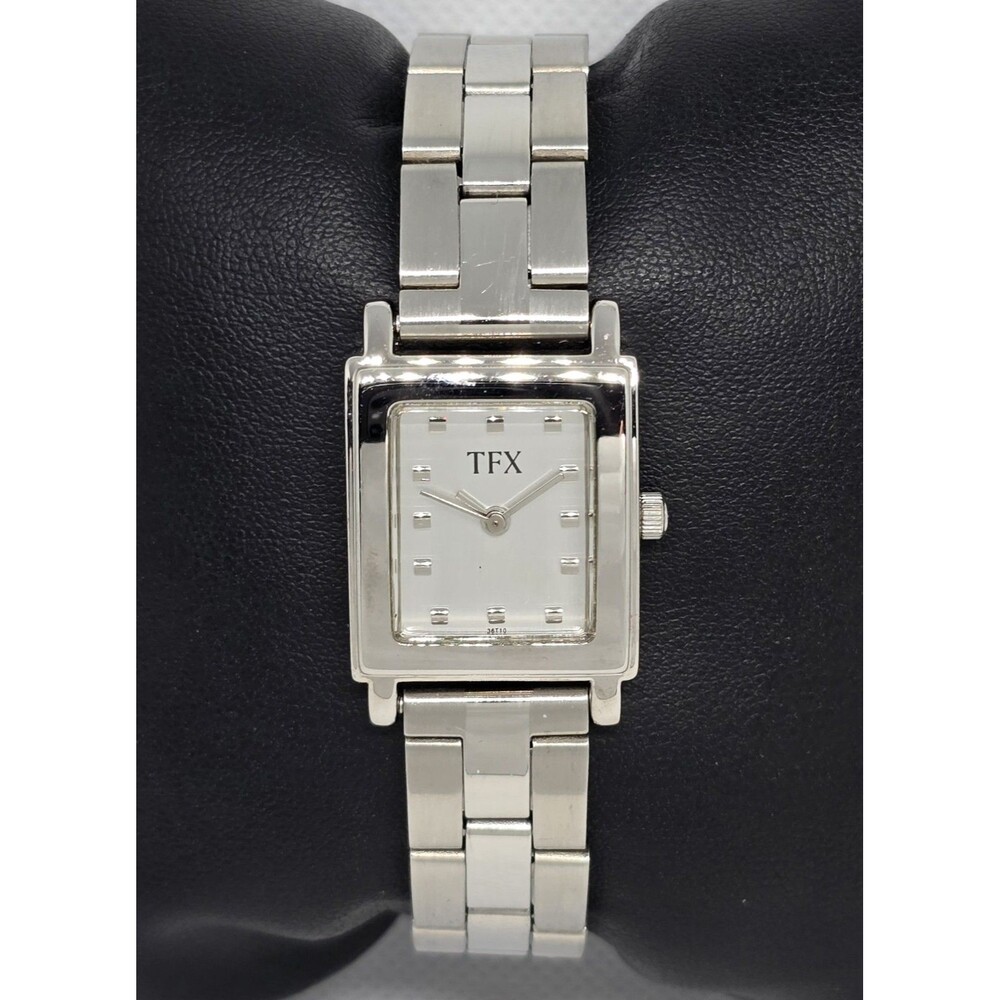 TFX Designed By Bulova Silver Tone Dial Rectangle Case Stainless Band Watch 14
